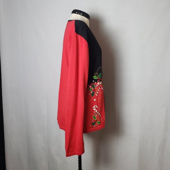 VTG 90s Jack B. Quick Holiday Embellished Festive Embroidered Cardigan XL - Picture 4 of 14
